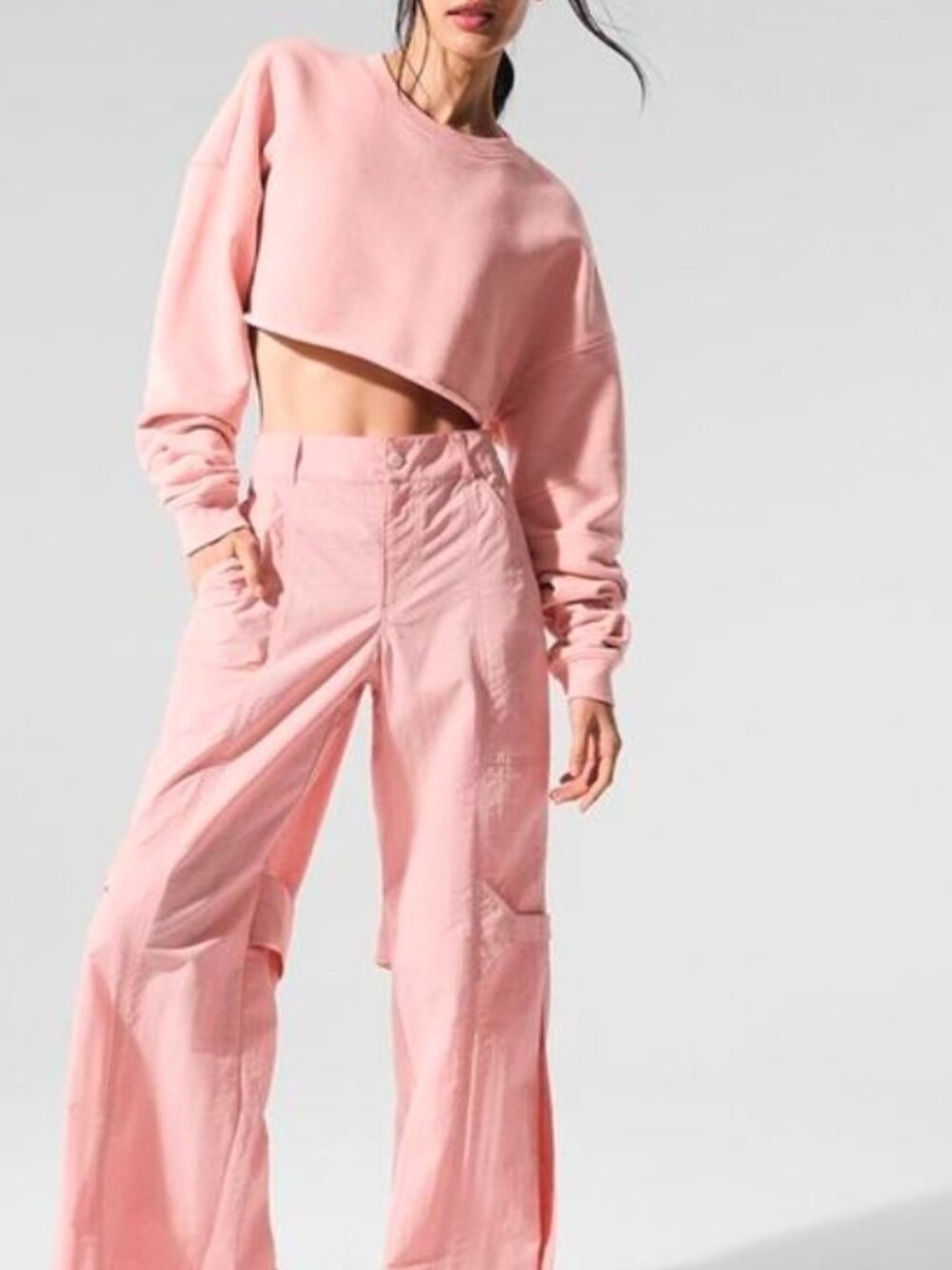 Alo Yoga High-Waist Voyager Trouser Pink Wide Leg M